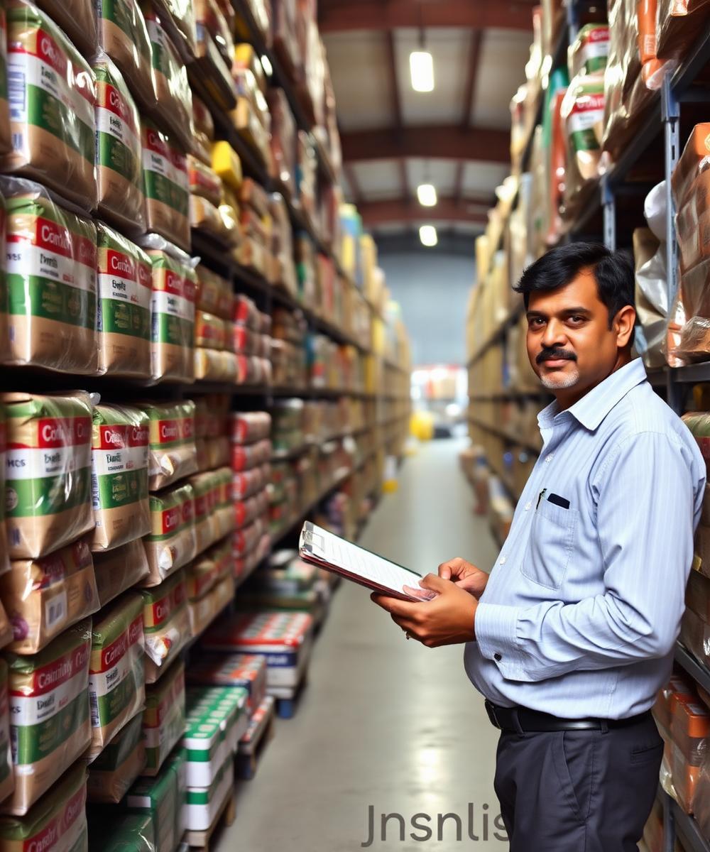 Wholesale warehouse aisle stocked with packaged goods